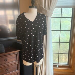 Adrianna Papell Black and White Polka Dot Blouse